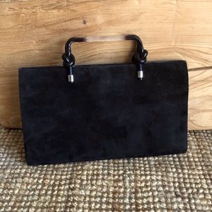 Vintage Black Suede Clutch